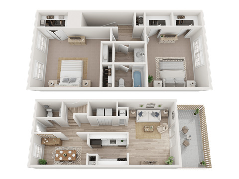 a floor plan of two different layouts of a house